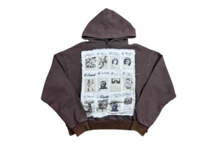 Saint Vanity Collage Patch Hoodie Brown