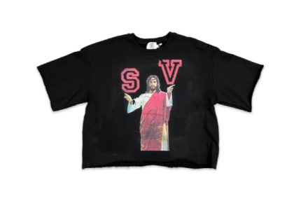 Saint Vanity Jesus Cropped Sweater Shirt Black