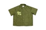Saint Vanity Nylon Button Zip Up Shirt Olive