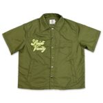 Saint Vanity Nylon Button Zip Up Shirt Olive