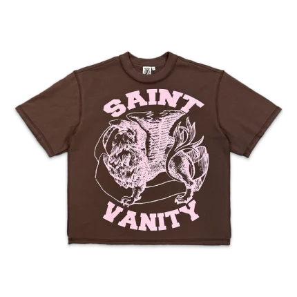 Saint Vanity Griffin Logo Tee “Brown/Pink”