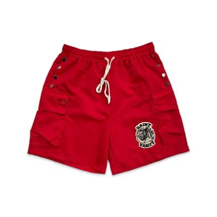 Saint Vanity Logo Cargo Nylon Shorts “Red”