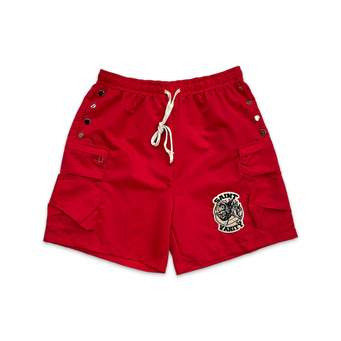 rs Saint Vanity Logo Cargo Nylon Shorts “Red”