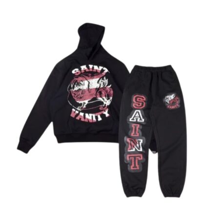 Saint Vanity Printed Hoodie Tracksuit Black